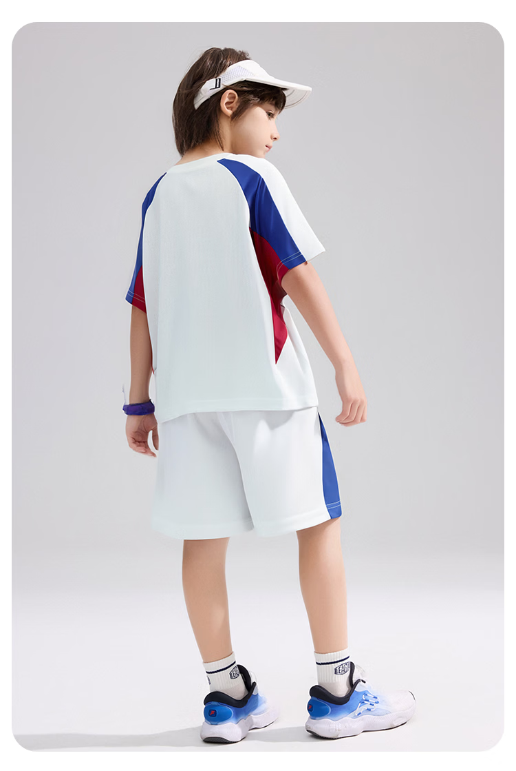 ASK JUNIOR Kids Quick-Dry Sports Summer Set Short Sleeve T-Shirt and Boys Girls Five-Point Shorts Two-Piece Set 15
