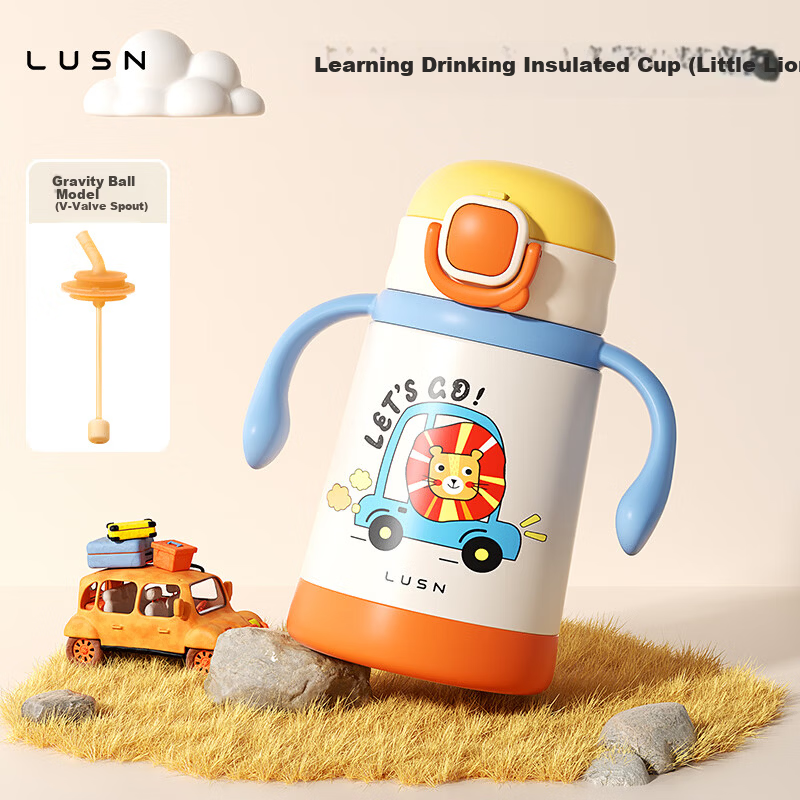 LUSN Kids Insulated Straw Cup Baby Sippy Cup Infant Drinking Cup Baby Bottle Kindergarten 316L Stainless Steel Water Bottle