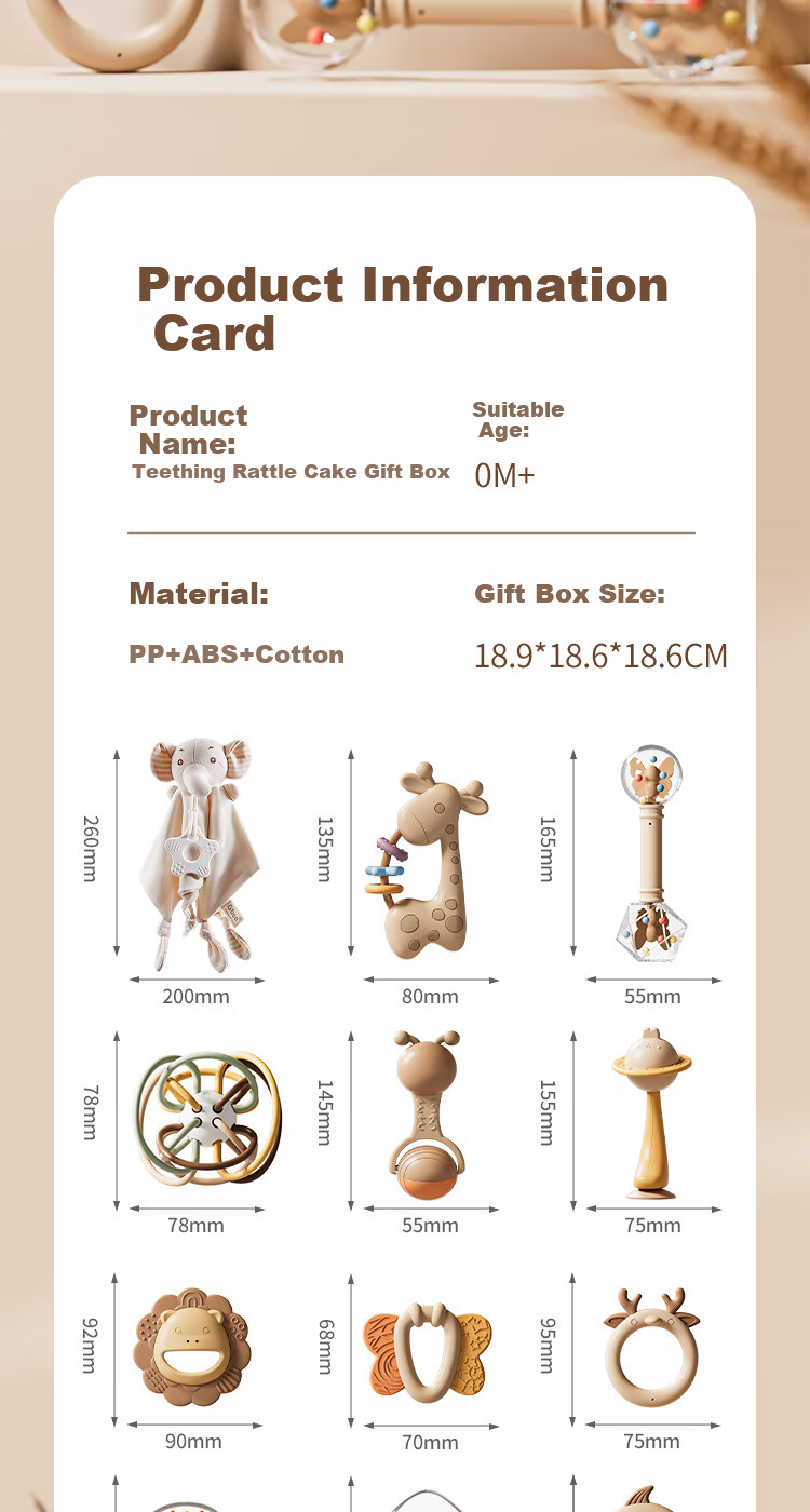 Lingdong Baby Infant Toy Gift Set Rattle Teether Soothing Baby 0-6-12 Months Newborn Birthday Present 3