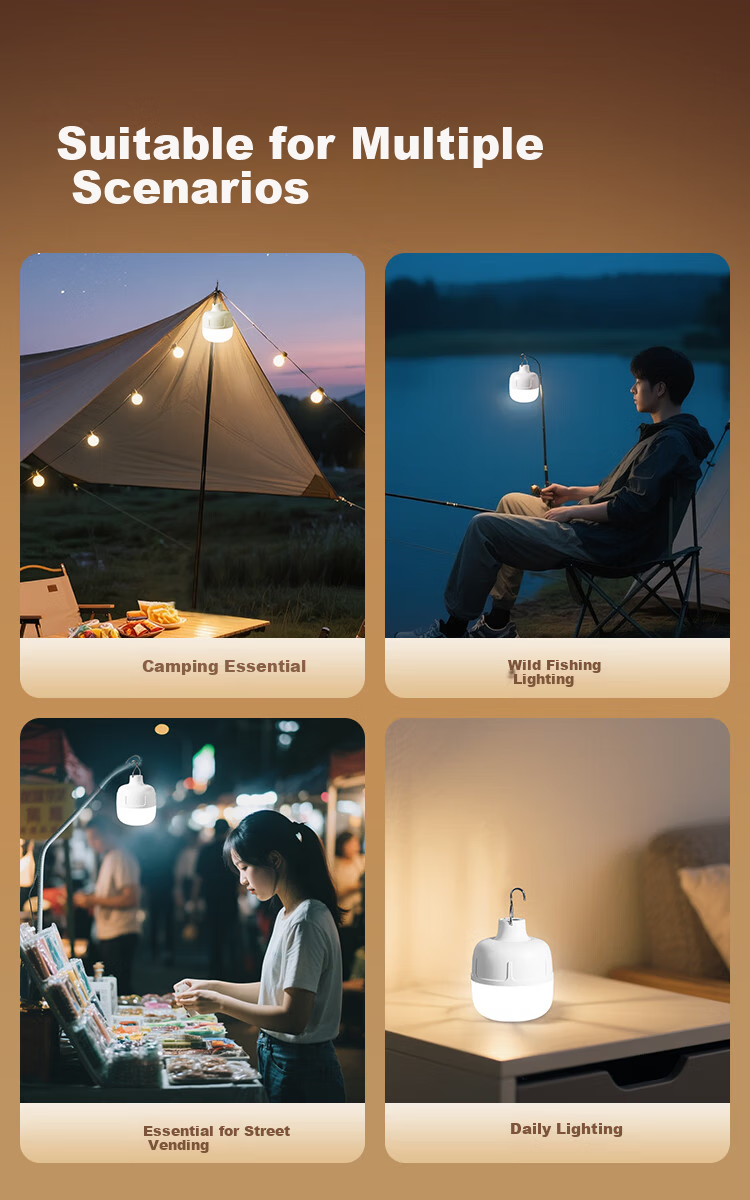JD Jingzao Camping Lantern Outdoor Lighting Night Market Stall Super Long Battery Life Rechargeable Bulb Emergency Hanging Light 400 Lumens 3