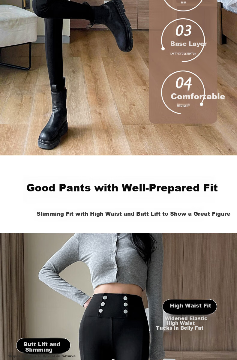 Langsha Women's Spring Thin Leggings, Hip-Lifting, Tummy Control, High-Waist Slim Fit Black Pencil Pants 8