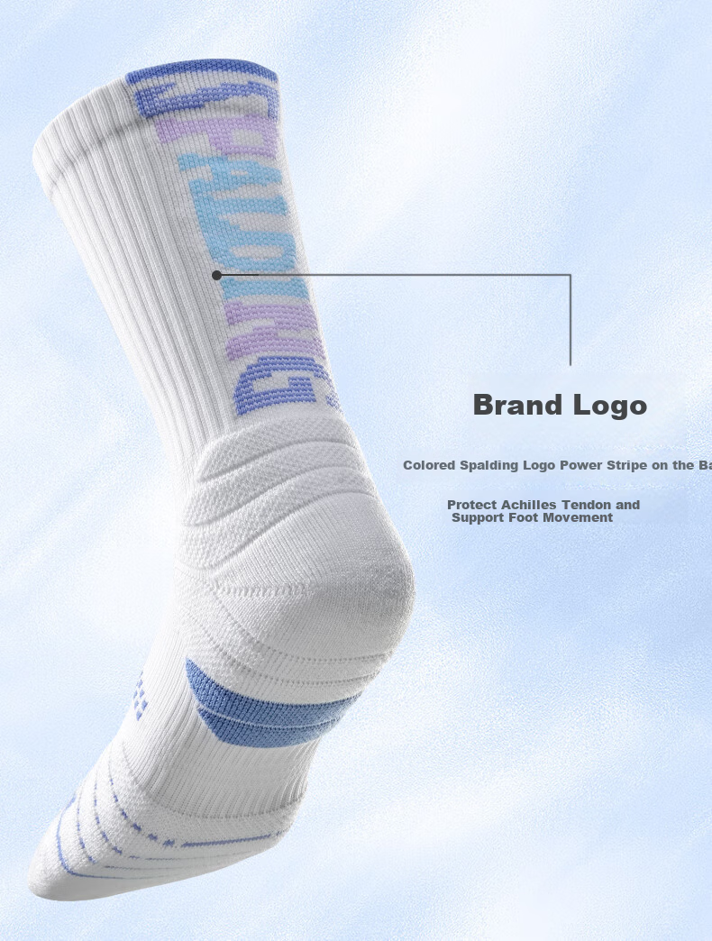SPALDING Beam Pro 2.0 Men's Basketball Socks Thickened Towel Bottom Non-Slip Long Tube Elite Youth Sports Socks Black Gray 3