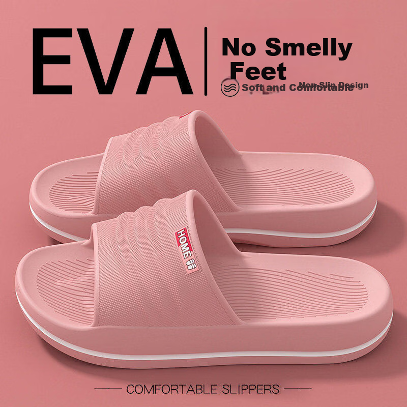 OHMYK Non-Slip Slippers for Men Summer Outdoor Indoor Bathroom Thick Sole EVA Sandals for Women Pink Size 36-37