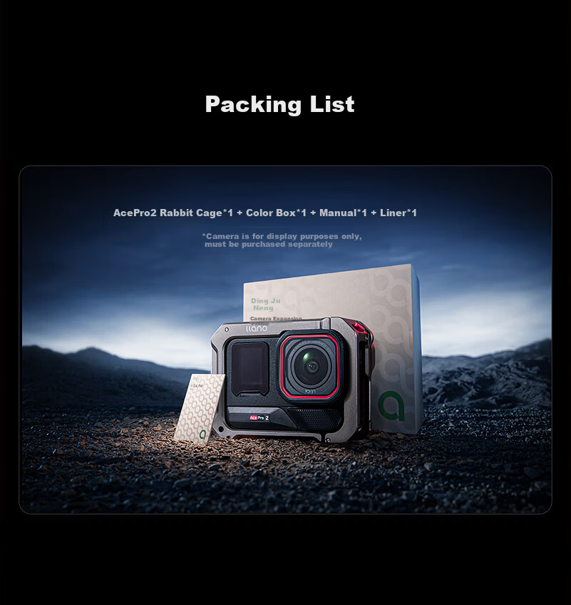 Llano Insta360 Ace Pro 2 Cage Protective Frame Full Coverage Shockproof Quick Release Vlog Photography Expansion Accessory for DJI Vertical and Horizontal Shooting 9