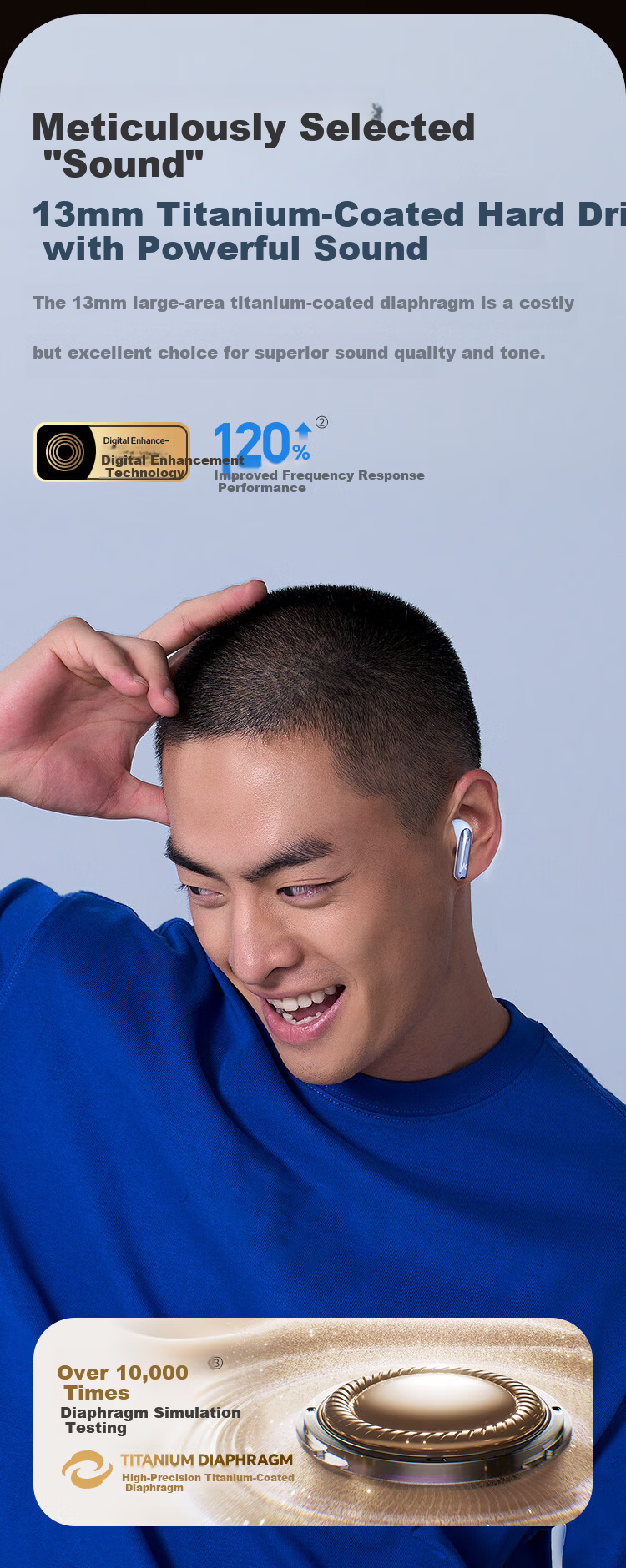 KUGOU M23 Bluetooth 6.0 Earphones Semi-In-Ear Wireless Music Gaming Low Latency Long Battery Life Noise Cancelling Compatible with Huawei Apple Xiaomi Men 8