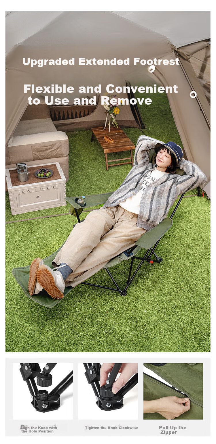 Naturehike Starfish 002 Outdoor Folding Chair Camping Picnic Portable Recliner Moon Chair 3