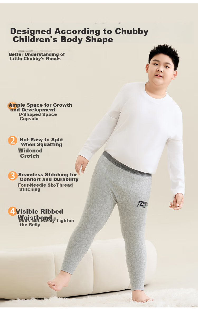 MiiOW Plus Size Children's Pure Cotton Thermal Long Johns Boys' Autumn and Winter Thickened Cotton Warm Pants 9