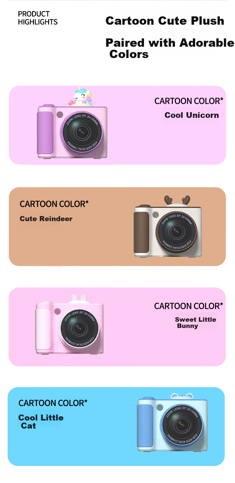 KGPG Children's Camera for Children's Day, Student Mini Camera for Photography and Travel, Mobile Phone Compatible, Purple, Birthday Gift for Boys and Girls 3