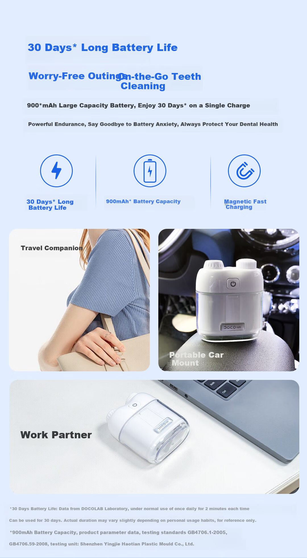 DOCO LAB Electric Oral Irrigator Portable Orthodontic Water Flosser Ultrasonic Teeth Cleaner Tartar Remover Dental Water Jet Tooth Washer Birthday Gift for Girlfriend Boyfriend 9
