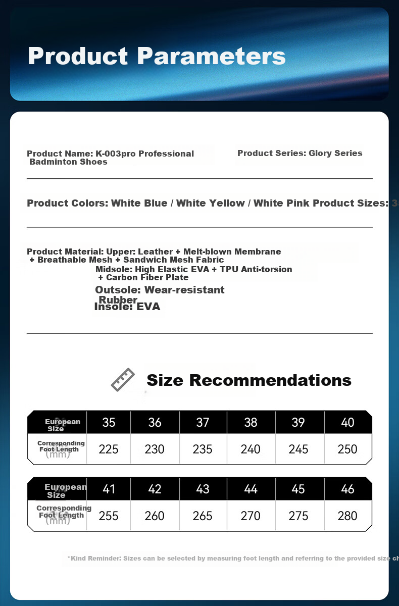 KAWASAKI Badminton Shoes, Non-Slip And Wear-Resistant, Unisex Sports Training Shoes K-003 Pro, White And Yellow, Size 43 10