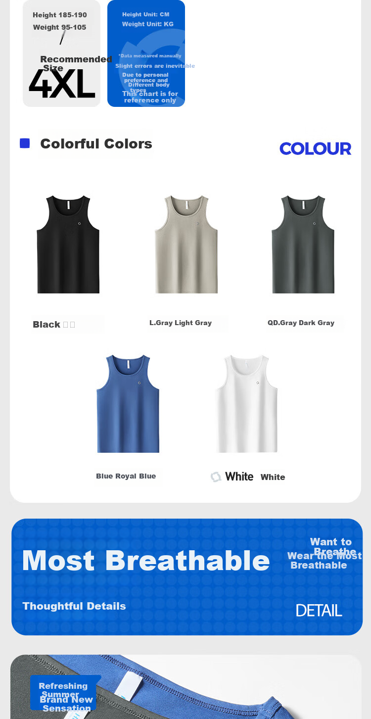 HLA 【Zui Huxi-Air8】Men's Sleeveless Vest Moisture-Wicking Quick-Dry Basic Thin Undershirt 2-Pack 11
