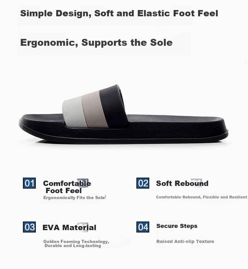 Ganmai Men's Summer Indoor Bathroom Non-Slip EVA Slippers Grey Size 43-44 2