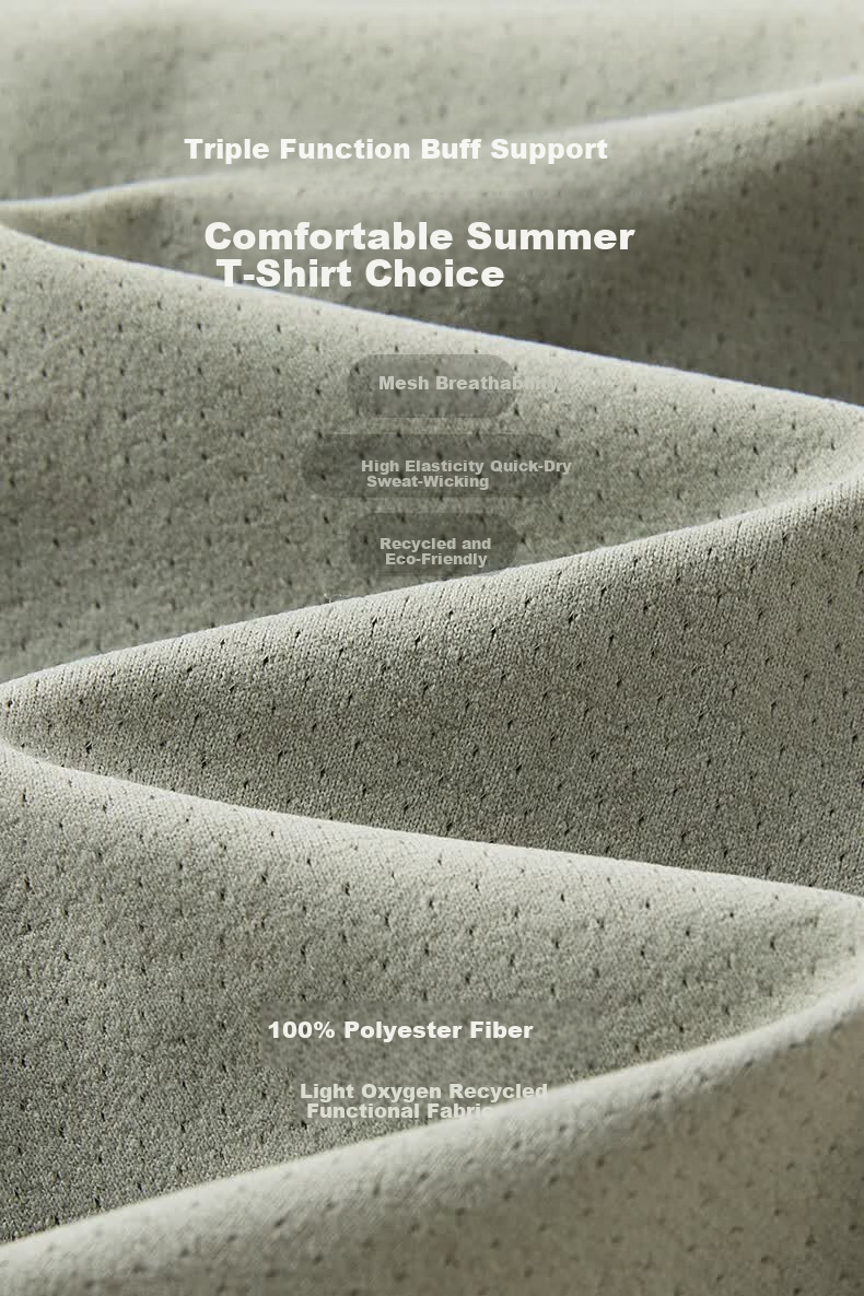 Kolumb Moisture-Wicking Quick-Dry Hollow Jacquard Crew Neck Short Sleeve Nylon Spandex Commuting Running T-Shirt Frost Gray XL 3