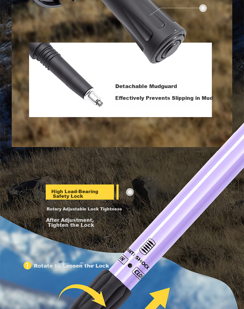 Tuteng Outdoor Hiking Pole Multifunctional Telescopic Walking Stick Ultra-Light Self-Defense Cane Mountain Climbing Staff Professional Trekking Gear 15