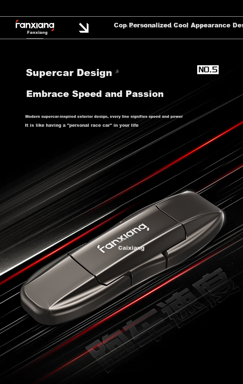 FANXIANG 256GB USB 3.2 Type-C Dual Interface SSD Flash Drive F901 500MB/s Business Car Large Capacity Universal USB Drive for Mobile and PC 7
