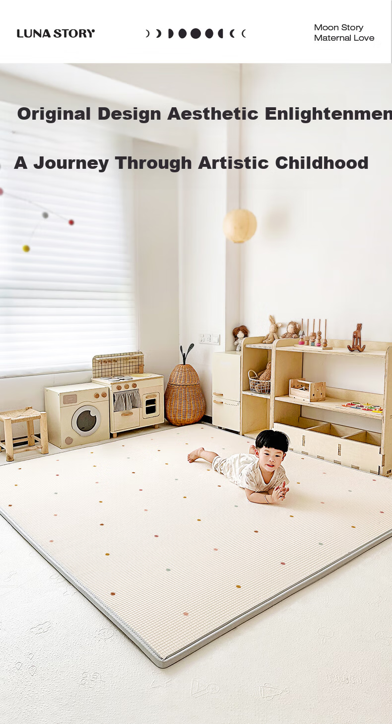 LUNASTORY Baby Crawling Mat Infant Play Mat Double-Sided Printed XPE Children's Picnic Mat 180*150*2cm 3