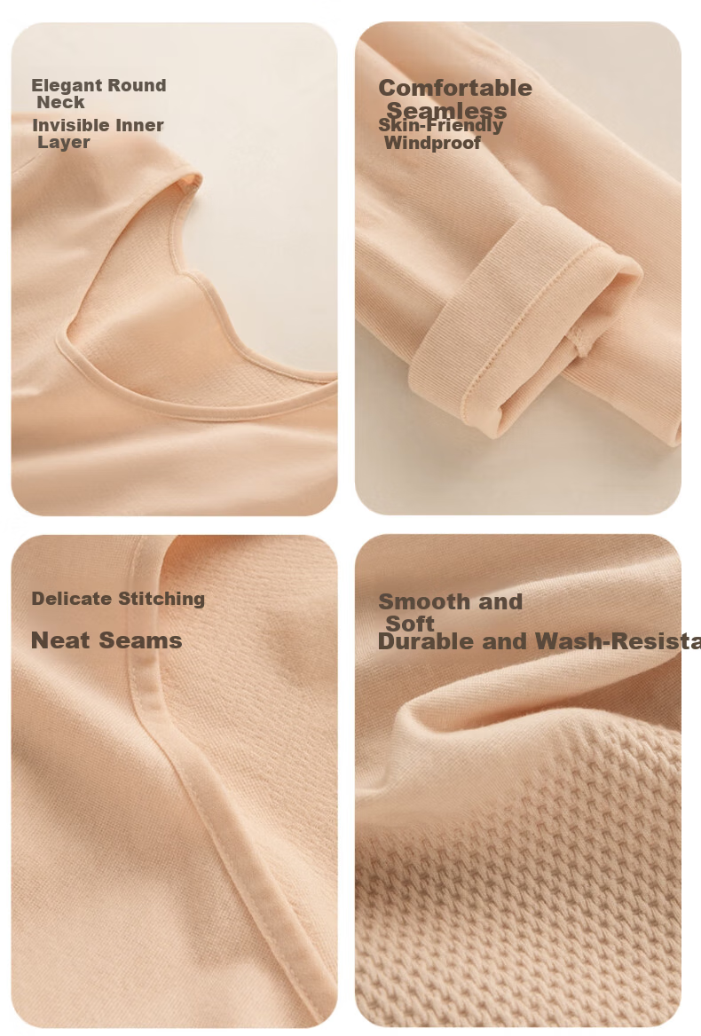 Avandi Women's Thermal Shapewear High Elastic Wool Base Layer Autumn Top and Bottom Set Seamless Slim Fit Warm Underwear 15