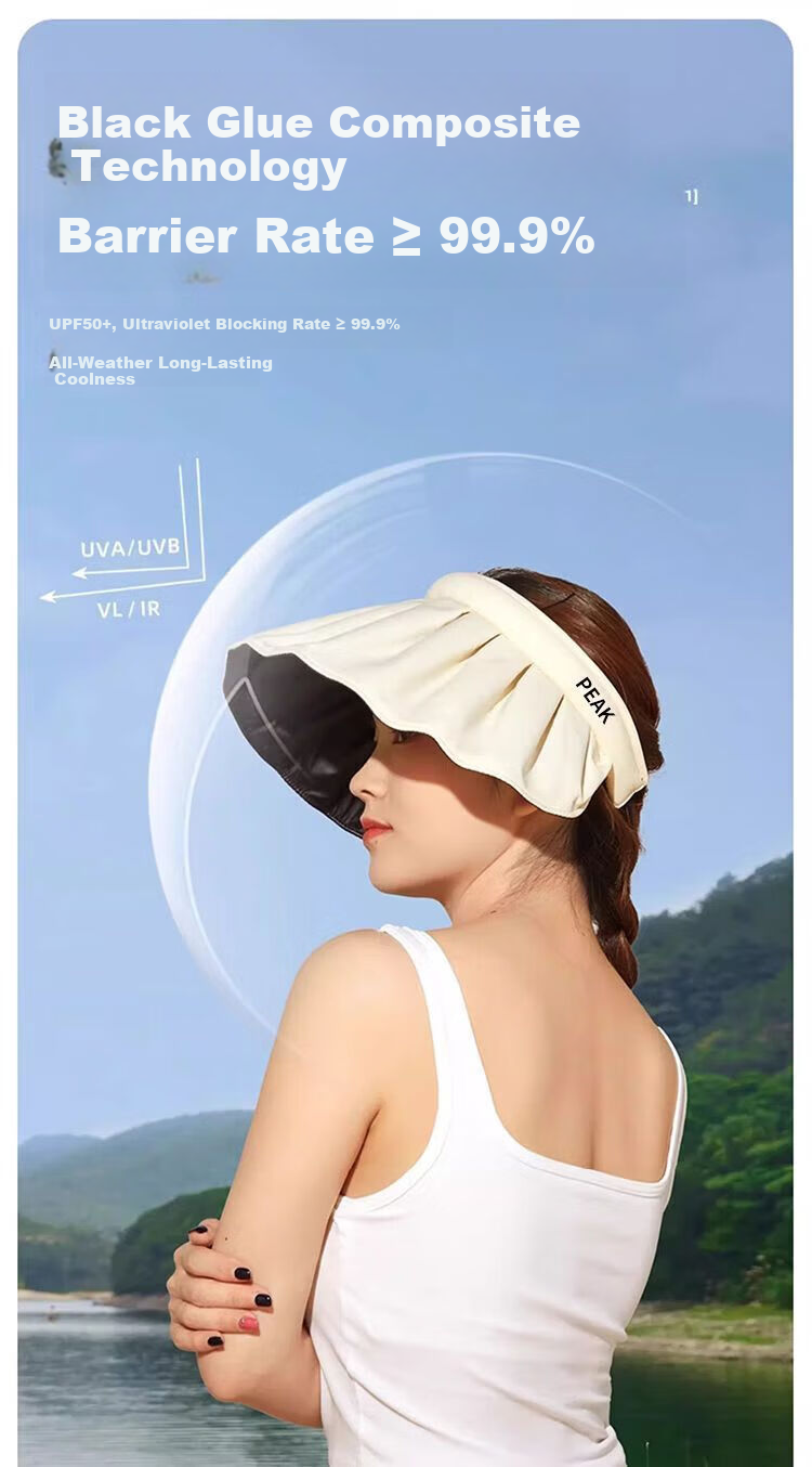 Peak UV Protection Sun Hat Couple Spring Summer Outdoor Running Anti-UV Shell Cap Open-Top Headband Dual-Use Foldable 4