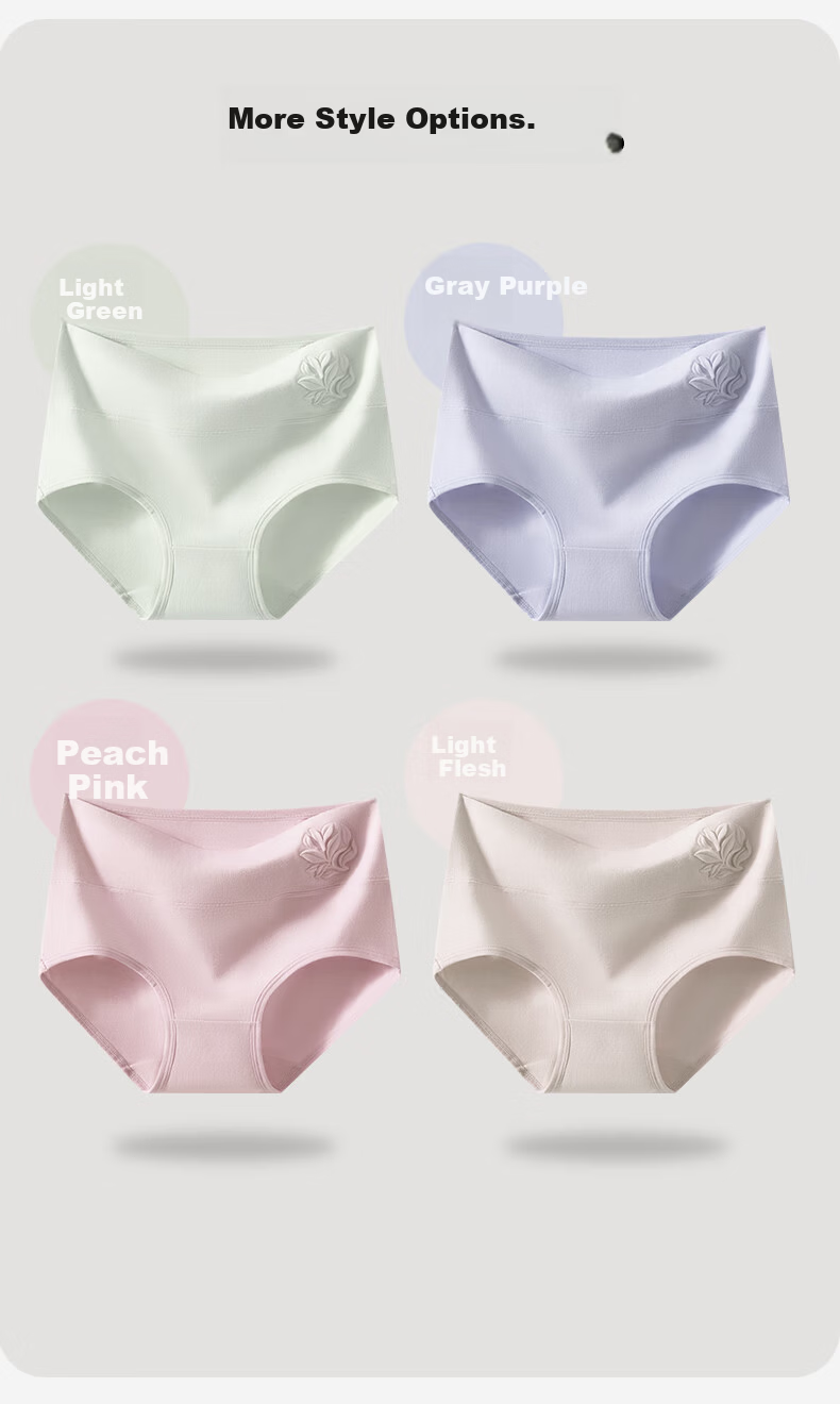LangSha High Waist Women's Cotton Shorts Tummy Control 4-Pack Embossed 10A Antibacterial Full Cotton Crotch Underwear for Women M 9