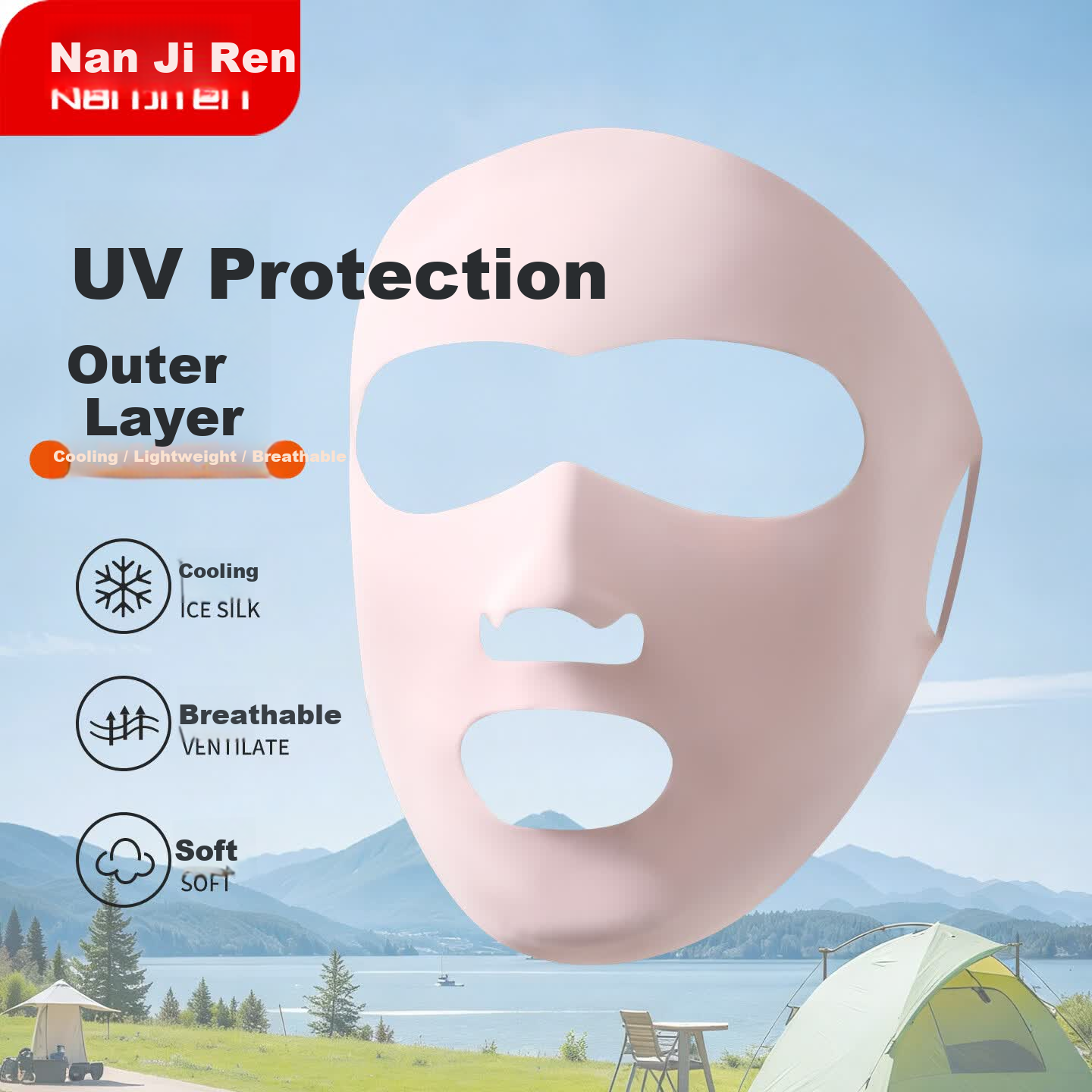 Nanjiren Sun Protection Face Mask for Women, Summer Outdoor Cycling Driving Face Shield, UV-Resistant Face Covering, Face Bandana for Women, Cherry Blossom Pink