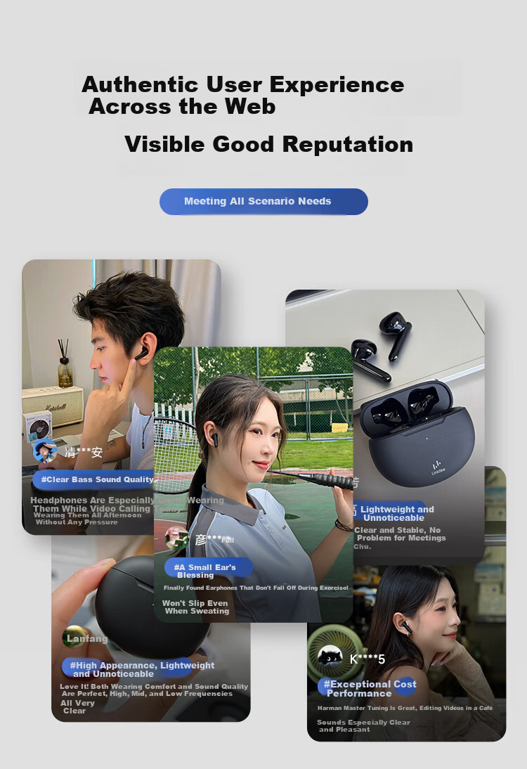 Linklike [Harmen Tuning | Surround Subwoofer] Bluetooth Earphones Semi-In 2026 New Model, Ultra-Long Battery Life, Wireless, for Men And Women, Comfortable for Long-Wear Use 6