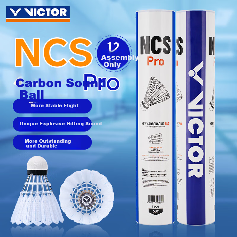 VICTOR NCS Pro 76 Speed Synthetic Feather Badminton Shuttlecock Competition Grade Indoor Outdoor Durable Stable