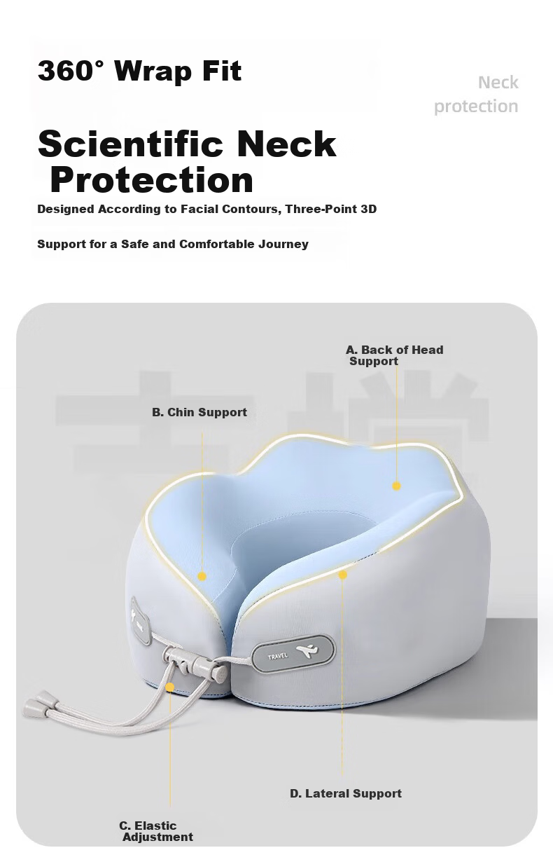 Ousen Kids U-Shaped Travel Neck Pillow Memory Foam Baby Car High-Speed Train Airplane Sleep Neck Support Cushion 5