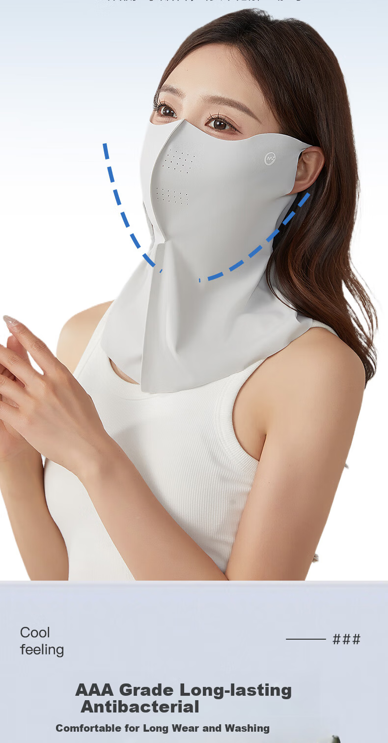 MiiOW Ultra-Thin Breathable Sunscreen Face Mask for Women, One-Piece UV Protection Neck and Face Cover for Outdoor Cycling, Driving, and Travel 5