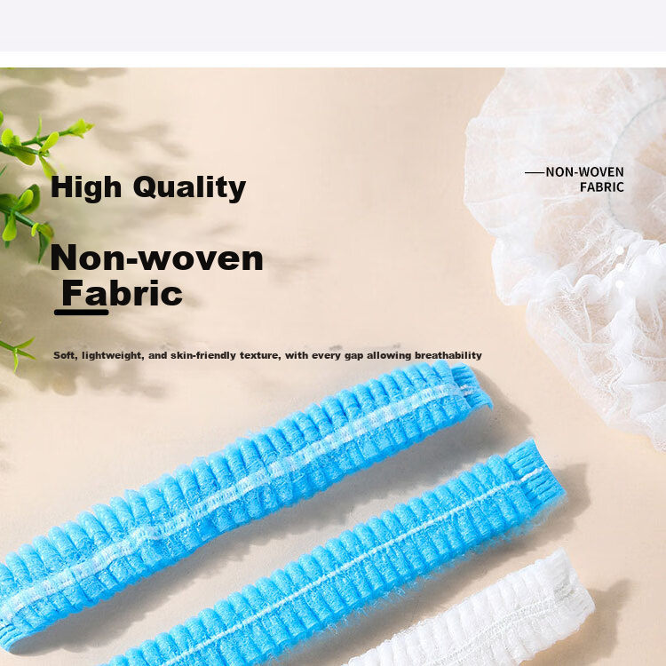 Anxiaoxia Disposable Head Cover Kitchen Dustproof Strip Cap Mesh Cap Non-woven Dustproof Hat White 100pcs/Pack 6