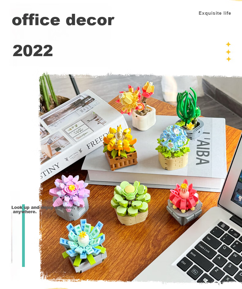 Femibox Compatible LEGO Children's Building Blocks Toy Flower Boys Girls Birthday Gift Succulent - Meat Cone S2281 9
