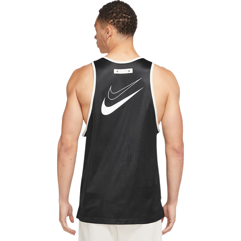 NIKE Men's Sports Tank Top, Basketball Training, Soft And Comfortable, DX0334-010, Black And White, Size M