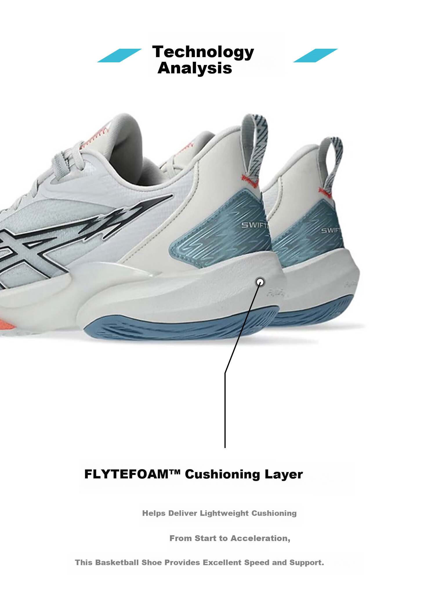 ASICS Men's Basketball Shoes SWIFTACE Durable Non-Slip Cushioning 26AW 1063A114-700 Size 42 3