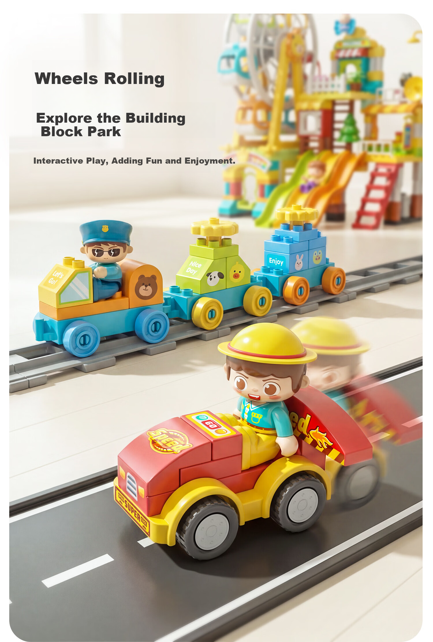 FEELO Compatible LEGO Large Building Blocks Children's Assembly Toy Boys Girls Birthday Gift Windmill Villa Y42007 Bucket 4