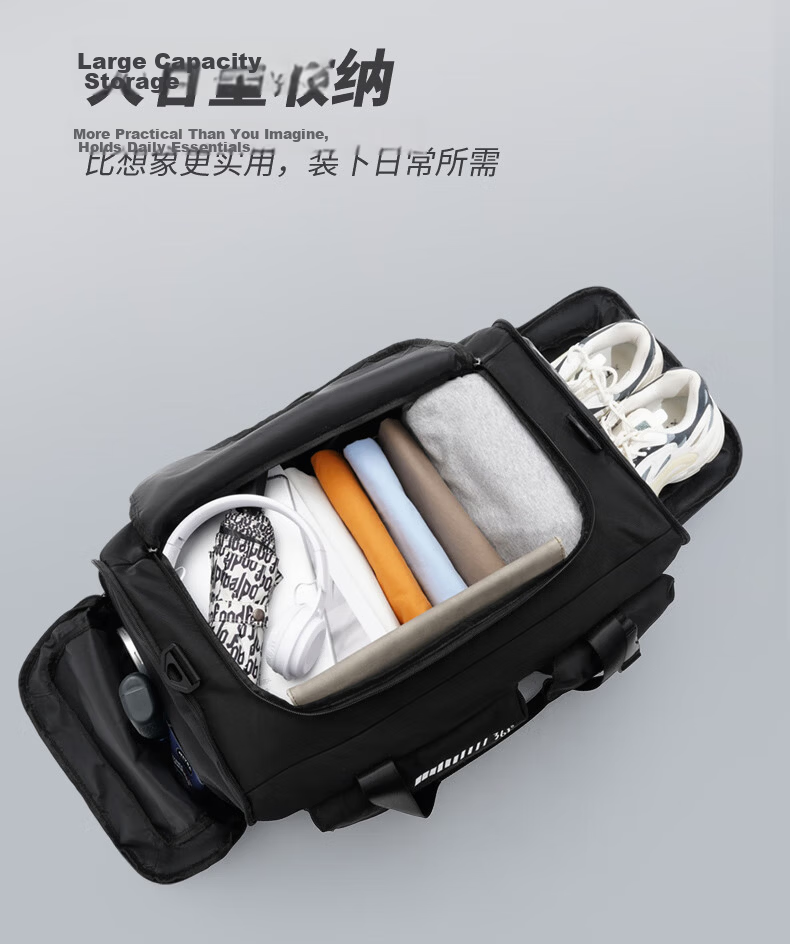 361° Men's Travel Bag Large Capacity Backpack Handheld Crossbody Bag Wet and Dry Separation Gym Bag Multifunctional Luggage Bag 6