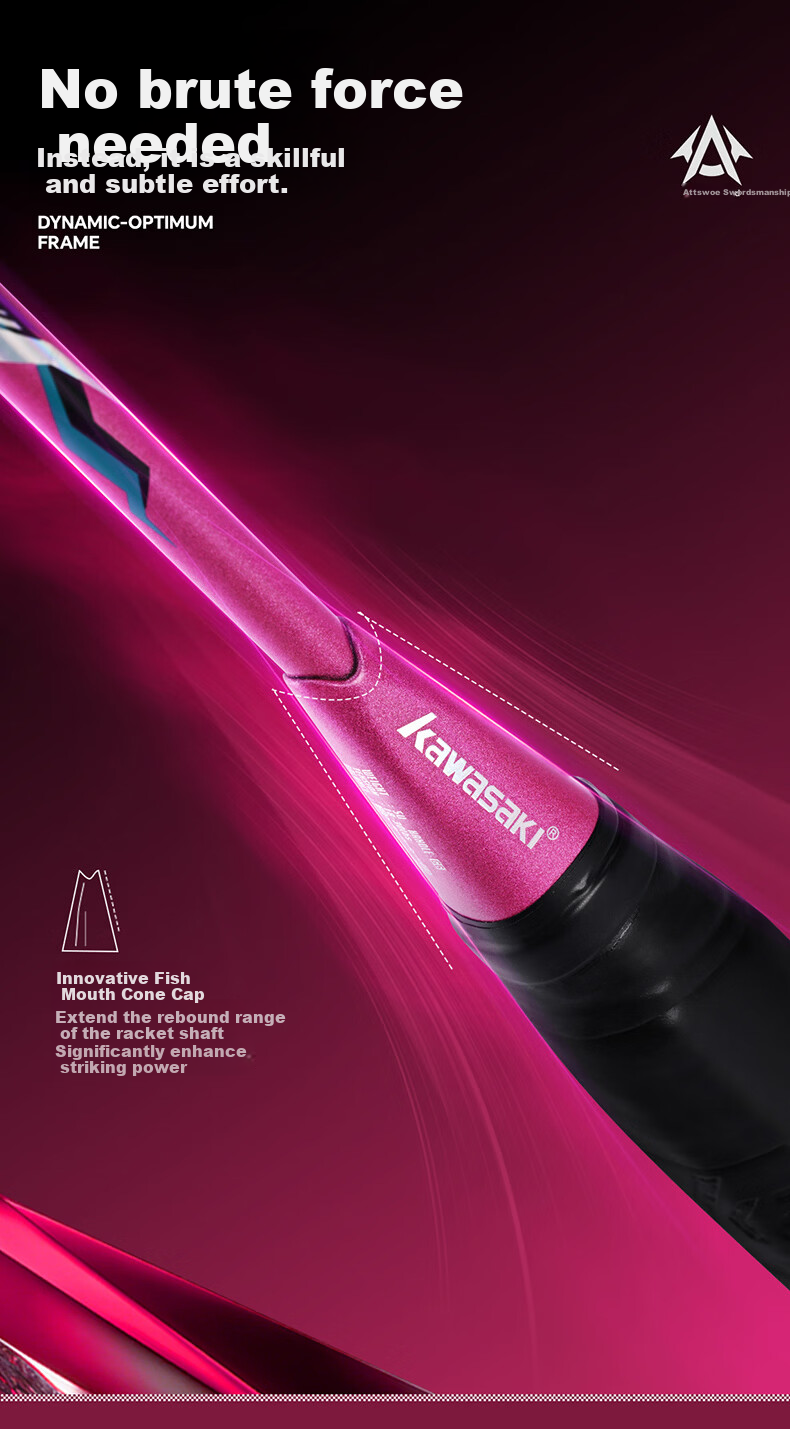 KAWASAKI Full Carbon Ultra-Lightweight Badminton Racket Offensive Model Sword 007 for Men and Women 15