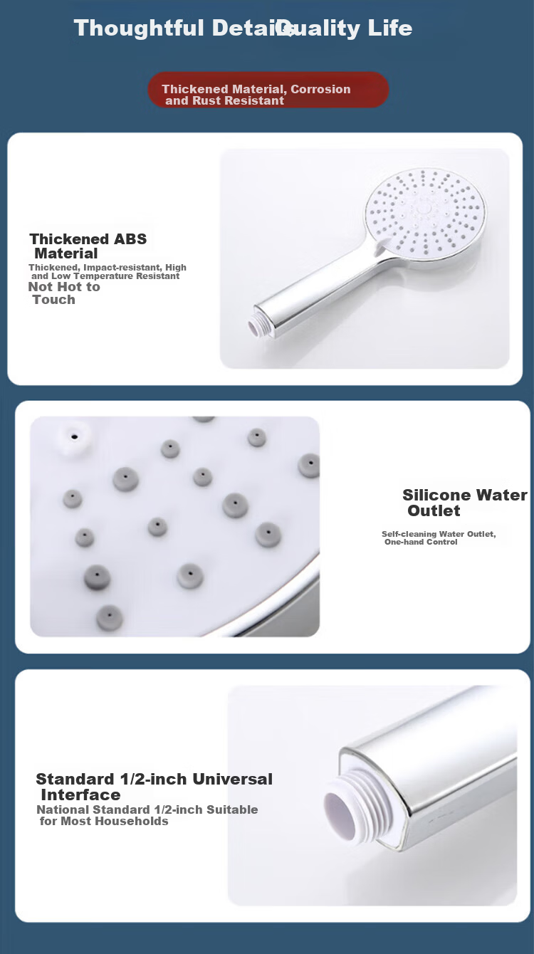 Canbo Gunmetal Gray Popular Model Spray Shower Head Air-Boosted Massage Mist Hollow Handheld Shower Head 14