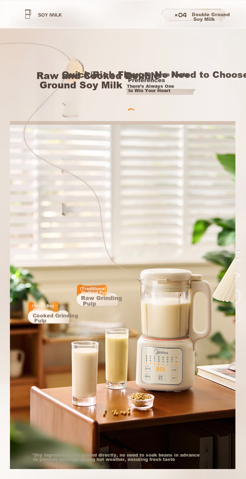 Midea 1.2L Large Capacity Blender Soy Milk Maker, Low Noise, Multifunctional All-in-One Household Fully Automatic, No Cooking, No Washing, New Model D85 Juicer and Food Processor for 2-5 People 9