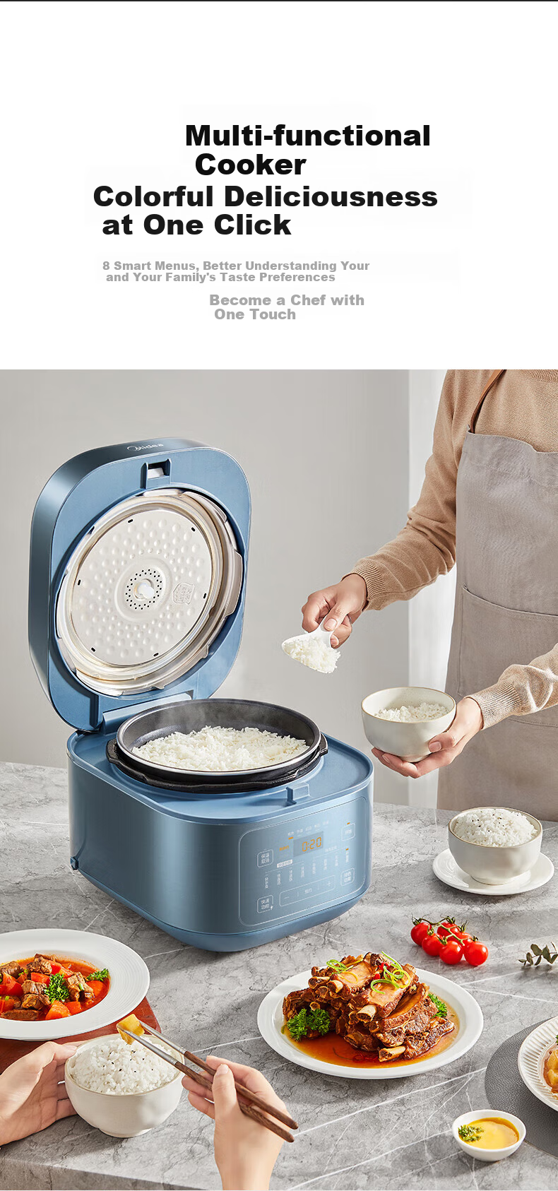 Midea 0-Coating Flame Rapid Aroma Electric Pressure Cooker 8-Minute One-Dish 5L High-Pressure Cooker Smart Dual Pot Rice Cooker Home Use JD C5147 15