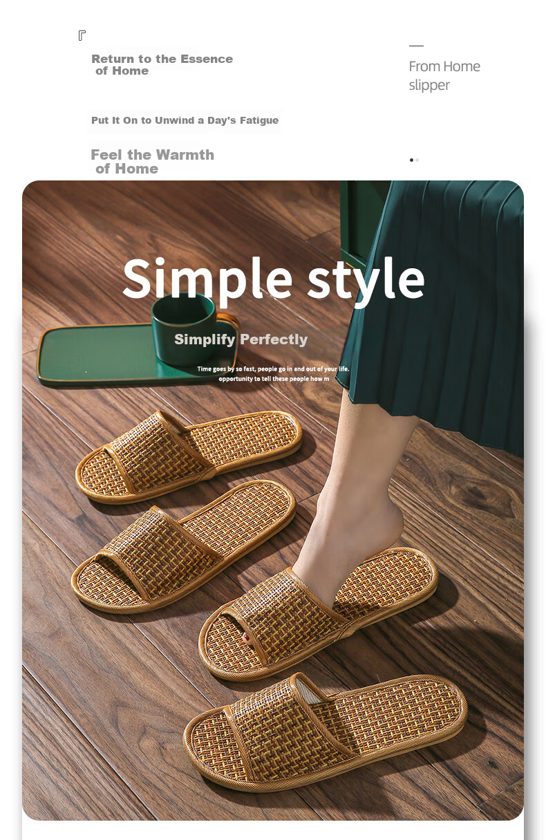 FOOTOPPO Bamboo Rattan Summer Slippers Men Indoor Woven Bamboo Rattan Slippers Women Summer Bamboo Rattan Woven Slippers for Men 2