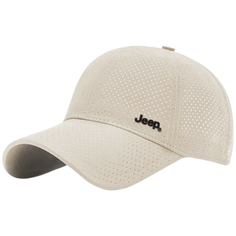 JEEP Men's Baseball Cap Summer Mesh Quick-Dry Sun Hat Unisex Visor Hiking Sun Hat Khaki