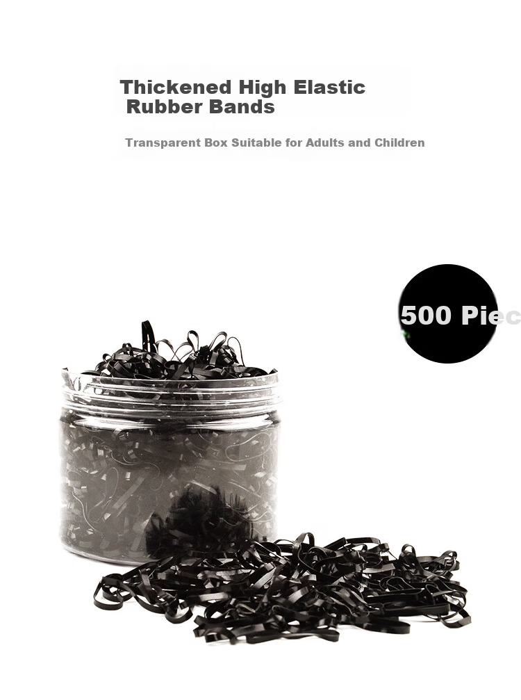 Jing Xiaodi Approximately 500 Thickened and Reinforced Disposable Elastic Hair Ties High Elasticity Hair Bands Children's Black Rubber Bands 1