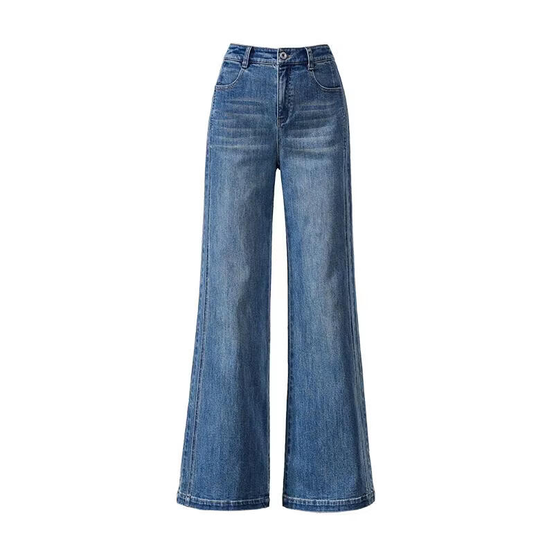 ESE-Y Golden Ratio Micro Flared Jeans for Women 26 Spring New Slim Fit Stretch Cotton Flared Pants Dark Blue 27