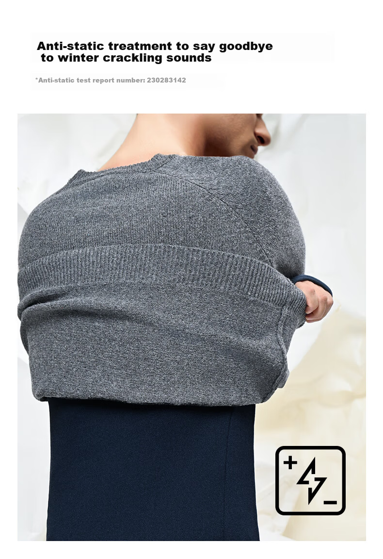 SUPIELD Men's Thermal Set Autumn Winter Knee Aerogel Fleece Dual Cold Protection Particle Gray 4XL 12