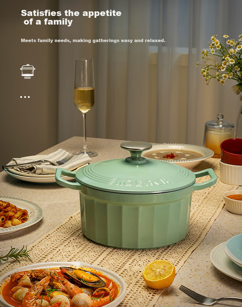 Kambach Enamel Cast Iron Soup Pot 3.5L Stew Braise Casserole Compatible with Induction and Gas Stoves 16