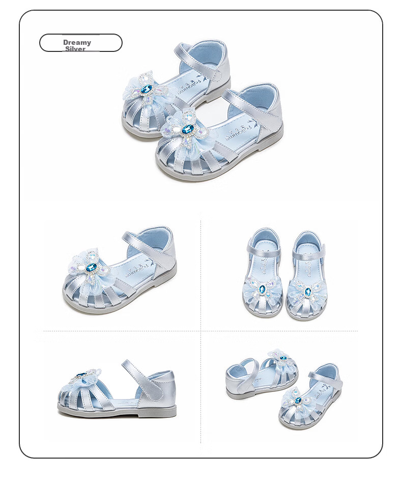 Fulromy Girls Toddler Walking Shoes Summer Sweet Bow Princess Sandals Baby Soft Sole Crystal Shoes Iridescent Pink Size 22 9