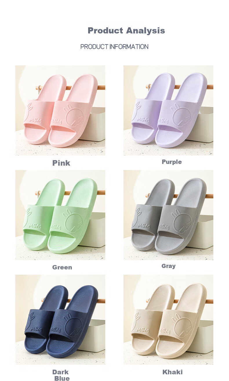 MashiMaro Unisex Simple Couple Home Bathroom Shower Slippers MV532 Purple Size 36-37 10