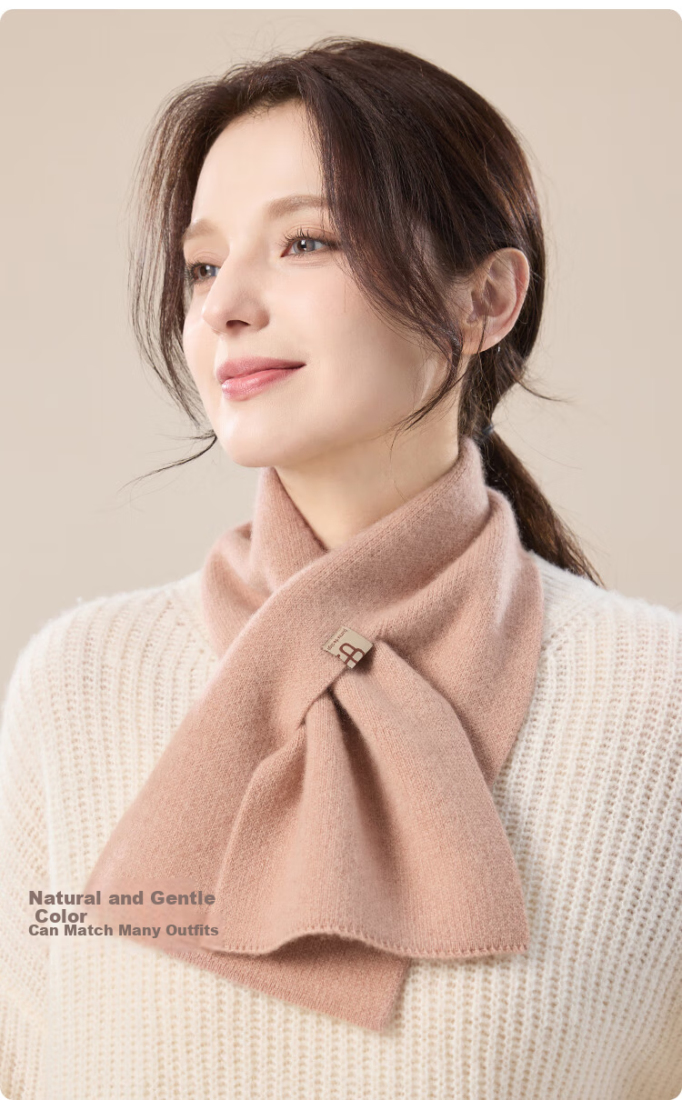 JIUMU 100% Cashmere Small Scarf for Women Autumn Winter Warm Neck Warmer Gift Box for Girls and Moms Birthday Present 6