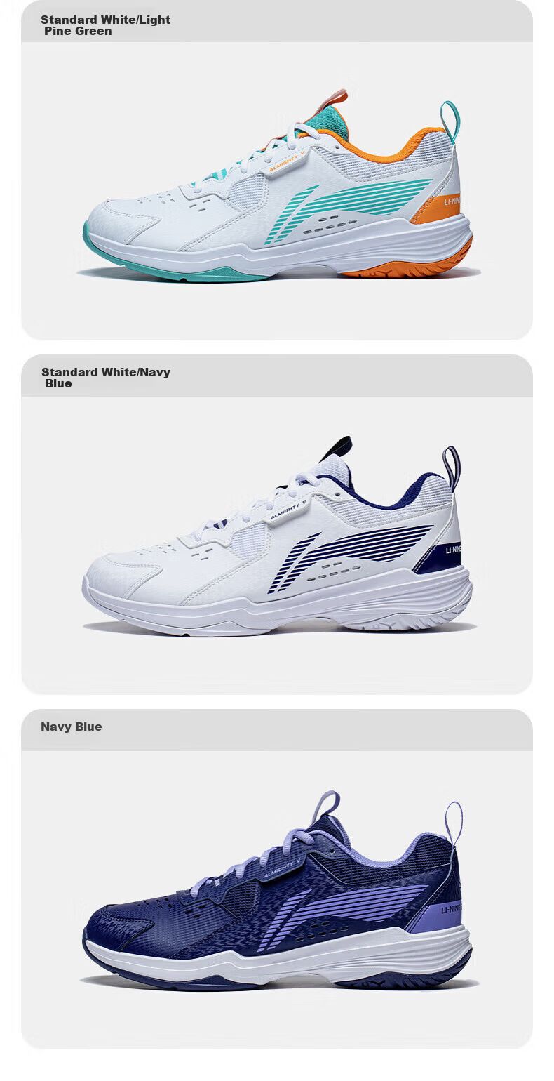 LI-NING Badminton Shoes All-Rounder V Shock Absorption Non-Marking Wear-Resistant Anti-Twist Non-Slip Professional Training Sports Shoes for Men 11