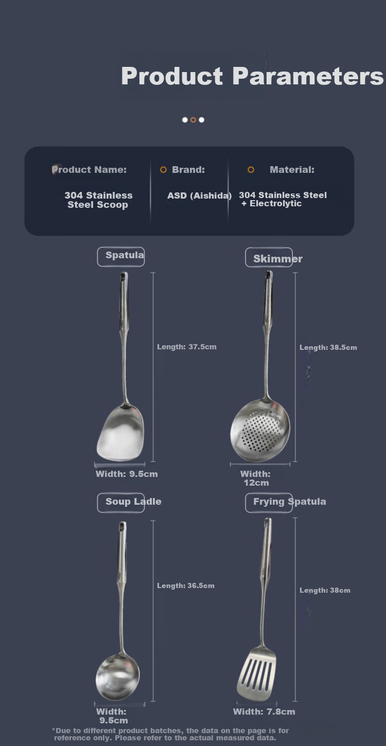 ASD 304 Stainless Steel Spatula with Vacuum Handle for Home Cooking, Non-Coated Stainless Steel Wok Spatula 9