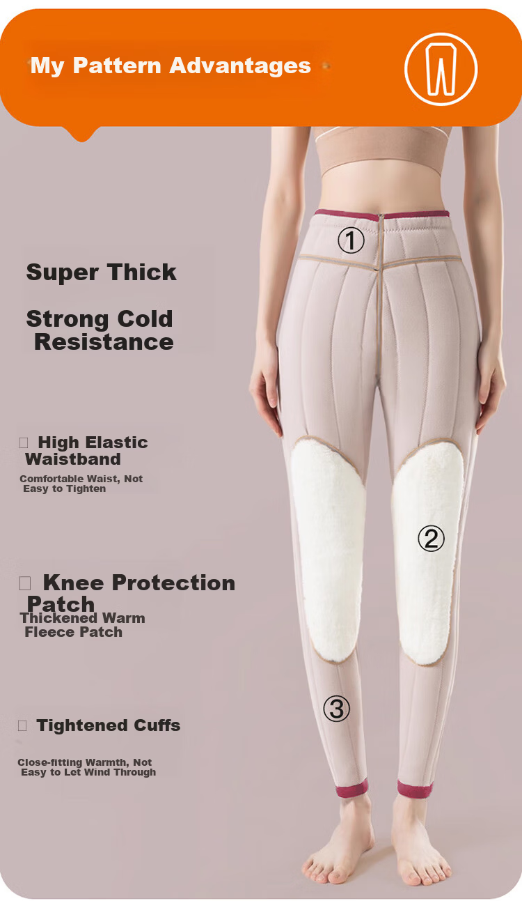 Langsha Women's Wool Thermal Autumn Pants, Thick Fleece Lined Winter Leggings with Knee Protection, Plus Size Warm Bottoms 8